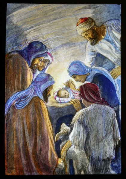 A hand coloured magic lantern slide circa 1900