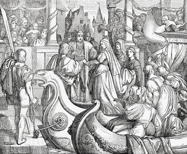 Frederick II welcoming his future bride Isabella of England to Germany in 1235