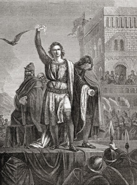 Conradin on the scaffold at Naples following the battle of Tagliacozzo in 1268