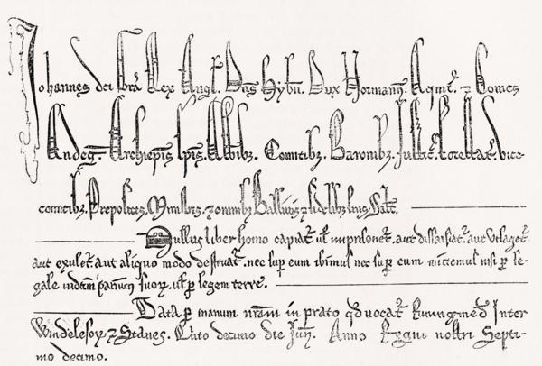After a specimen from the Magna Carta