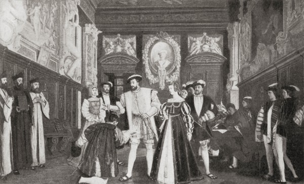 Francis I bestowing titles to a canonry in Notre Dame to Rosso Fiorentino for his work at Fontainbleu