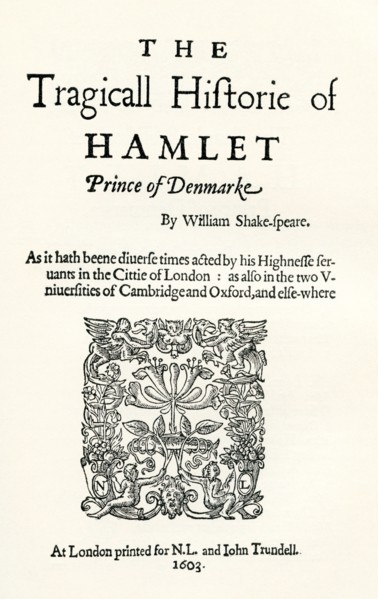 After the title-page of the first cuarto of Shaekspeare's play Hamlet