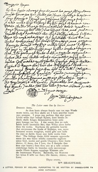 Afer a letter forged by Ireland