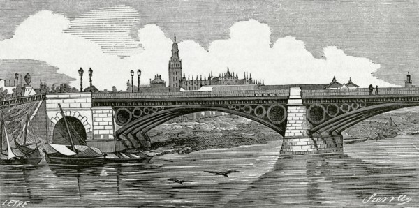 Spain, Andalusia, Seville, Bridge of Isabella II, known as Triana Bridge