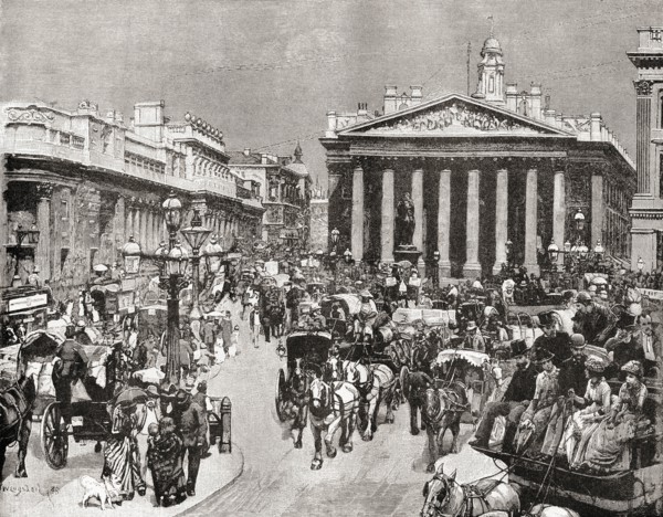The Bank and Royal Exchange, London,,