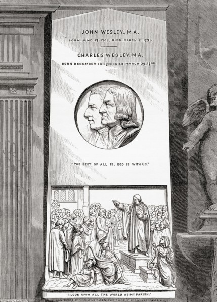 The monument to the Wesleys in the nave of Westminster Abbey