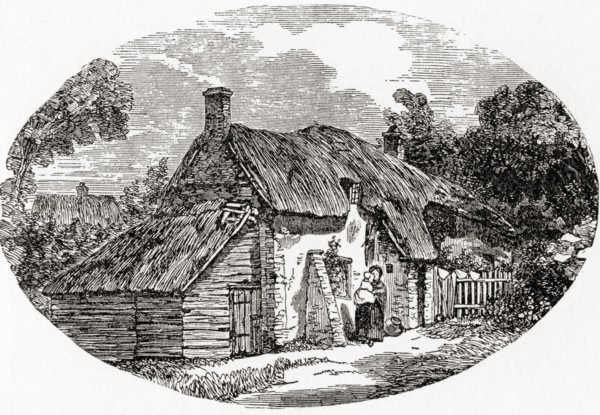 Exterior of a Dorchester labourer's cottage in the early 19th century
