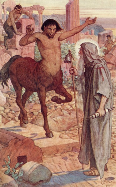 St Anthony meets a centaur and a satyr