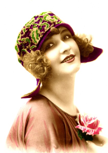 Hat fashion in the 1900s, years old postcard from 1907