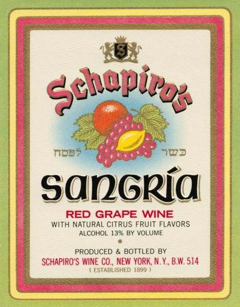 Schapiro's Sangria Red Grape Wine