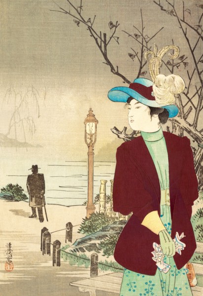 Japanese woman in Victorian Stylish Fashion