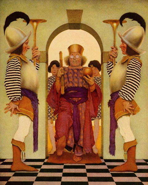 Knave of Hearts - enter the king with buglers