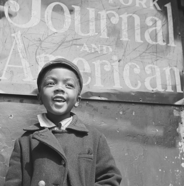 African American Harlem newsboy