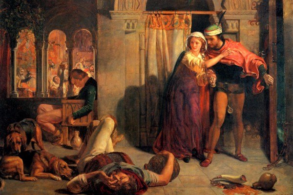 Eve of Saint Agnes; The Flight of Madeleine and Porphyro during the Drunkenness attending the Revelry