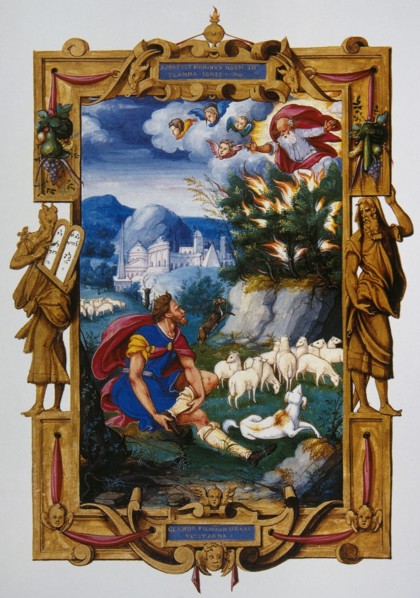 Moses and the Burning Bush. Miniature. 16th century. France.