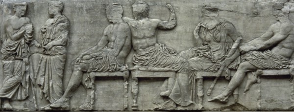 Zeus and Hera seated.