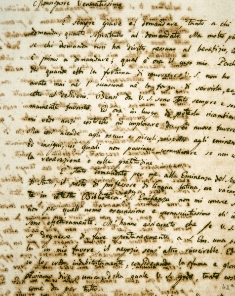 Handwritten letter to Monsignor Angelo Mai.
