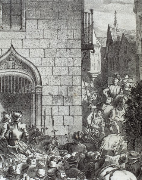 Alterations of Aragon. Mutiny of Zaragoza, 1591. Engraving by Historia de Espana. 19th century.