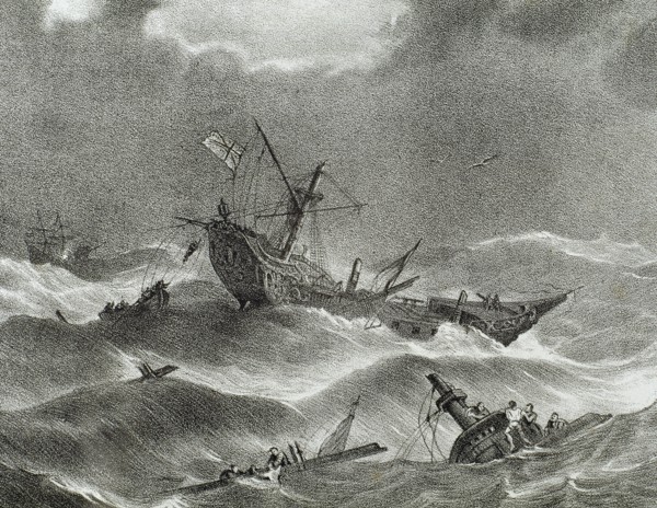 Anglo-Spanish War (1585-1604). Battle near Azores. Engraving.