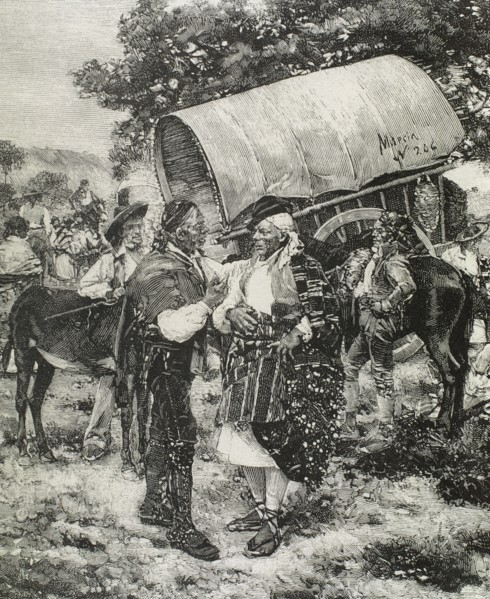 Spain. Orchard of Murcia. Peasant fair. Engraving.