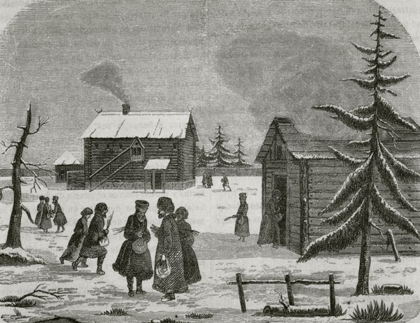 Russian bath houses in the countryside.