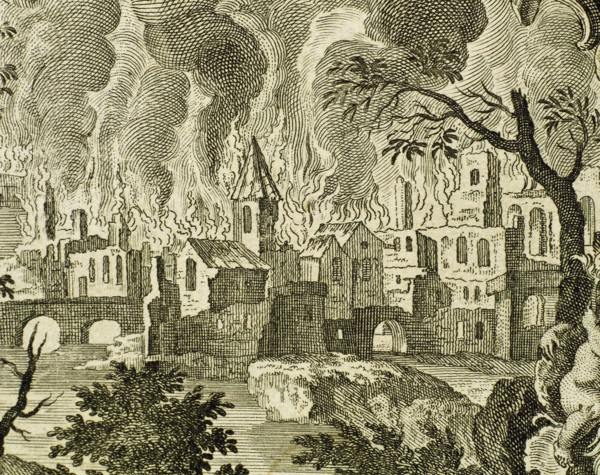 Destruction of Sodom and Gomorrah. Engraving.