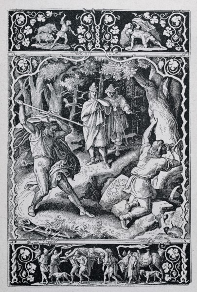 Siegfried killed by Hagen while hunting.