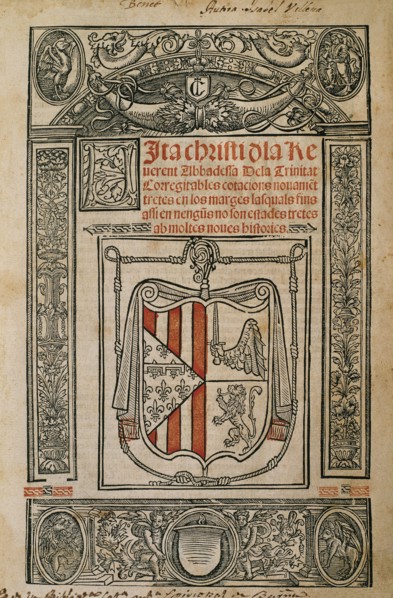 Isabel de Villena (1430-1490). Female writer.  Vita Christi (Christ's Life), 1527. Incunable. Spain.