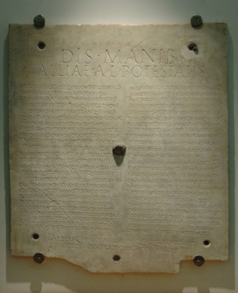 Allia Potestas, freedwoman of Perugia 2nd century AD.