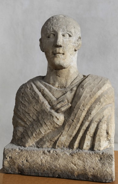 Funerary bust of a man.