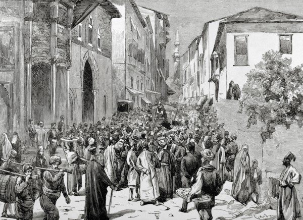 Mahmud Nedim Pasha (1818-1883). Ottoman statesman. Protests in the streets of Istanbul against Minister. Engraving.