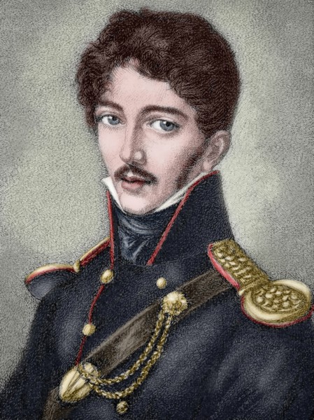 Theodor Korner (1791-1813). Engraving. Colored.