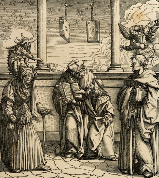 Maximilian I (1459-1519). Holy Roman Emperor. Maximilian child learning black magic.Engraving.