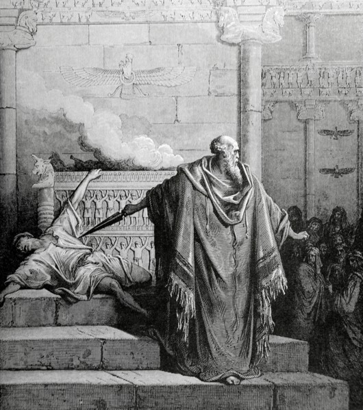 Old Testament. Mattathias and the Apostate. Drawing by Gustave Dore.