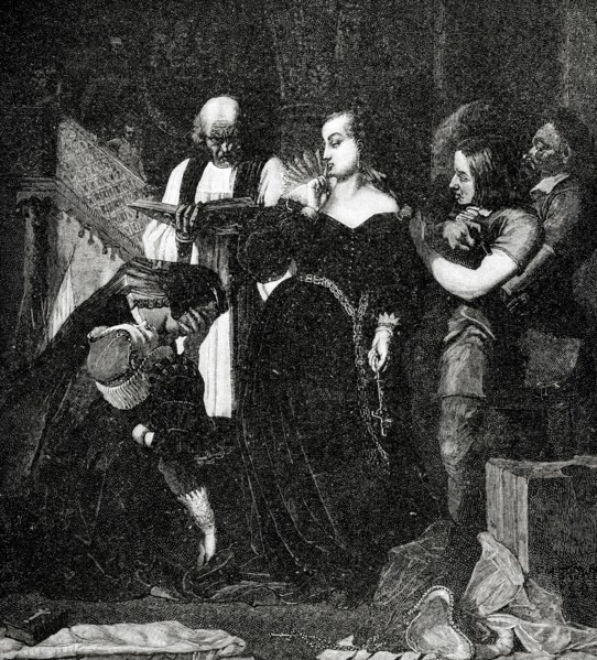 Execution of the Queen Mary, Queen of Scotland (1542-1587) and Queen consort of France. Engraving,1885.