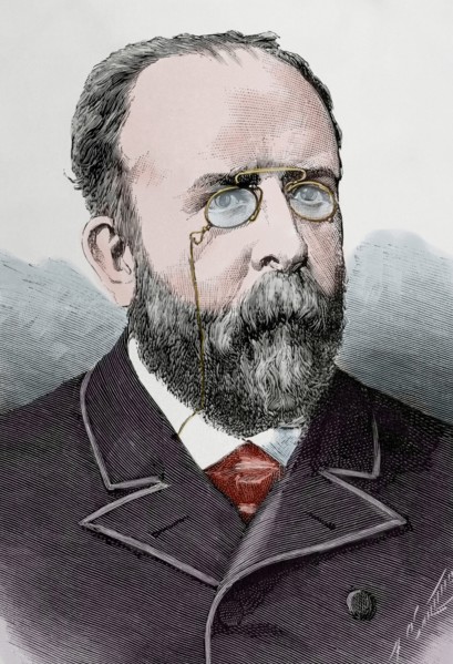 Teodoro Llorente Olivares (1836-1911). Spanish writer. Engraving. Colored.