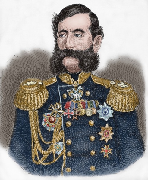 Mikhail Loris-Melikov (1826-1888). Engraving. Colored.