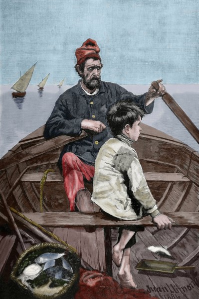 Joan LLimona i Bruguera (1860-1926). Spanish painter. Engraving. Colored.