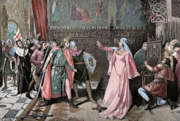 Maria de Molina (1265-1321). Wife of Sancho IV of Castille. Regent for Ferdinand IV and Alfonso XI. Colored engraving.