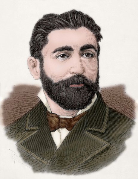 Aureliano Linares Rivas (1841-1903). Engraving. Colored.