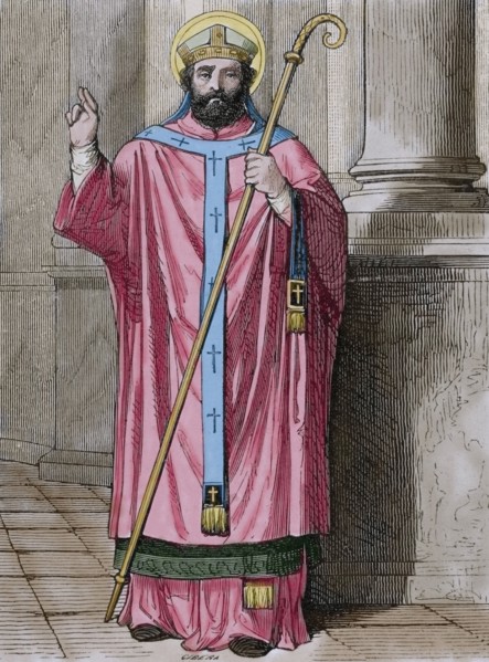 Maximus the Confessor (580-662). Christian monk, theologian, and scholar. Engraving. Colored.