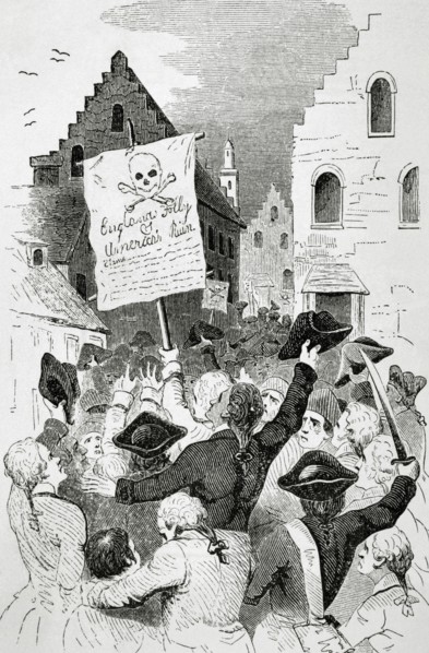Protests by the Stamp Act 1765.