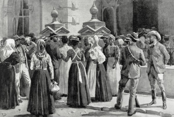 Exodus of Johannesburg. Native people leaving from the city.