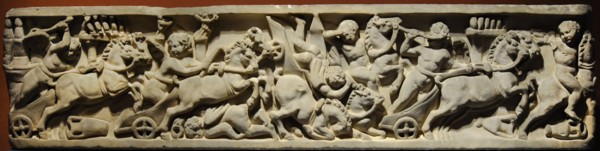 Roman sarcophagus depicting a Circus Race.