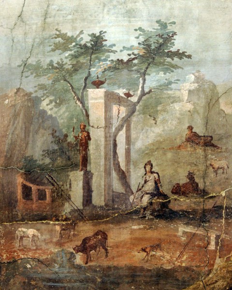 A bucolic landscape with Paris the shepherd.