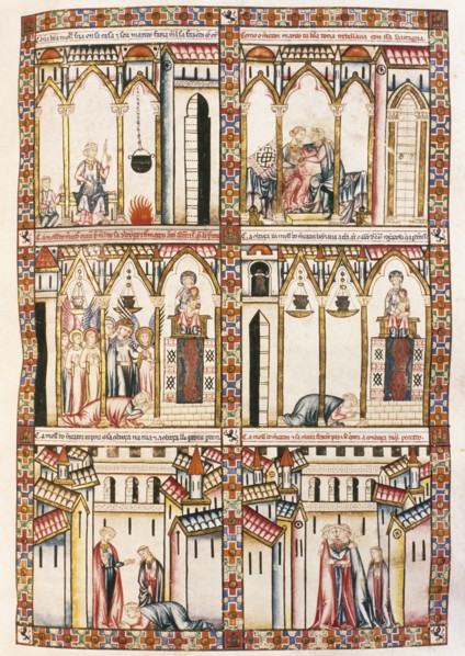 Canticles of Holy Mary. Codice of El Escorial. Written in Galician-Portuguese. Reign of Alfonso X. 13th century Miniature. Christian castle siege.