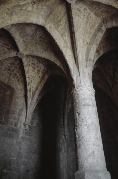 France. Aude. Castle of Queribus. Gothic room. Dome. 15th century.