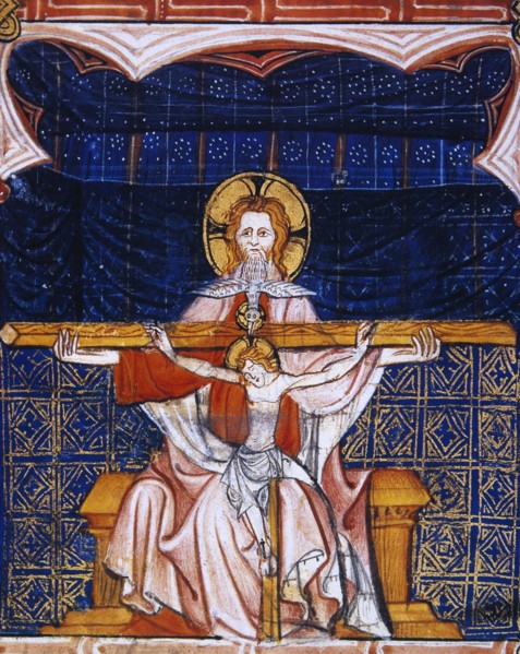 Holy Trinity. Father, the Son  and the Holy Spirit. Minitature.16th century. France.