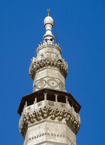 Umayyad Mosque or Great Mosque of Damascus. Minaret of Qait Bey, built in 1488.