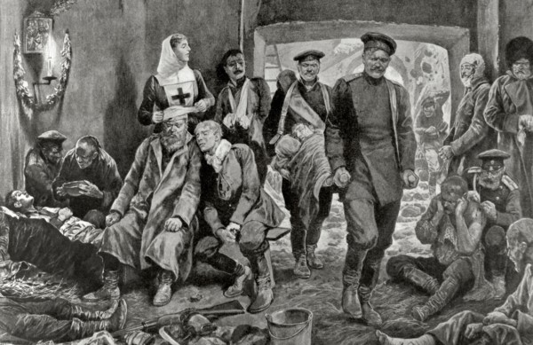 Campaign hospital of the Russian troops in Manchuria.